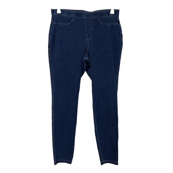 Women's L Lightweight Blue Denim Pull On Leggings Everyday Classic Neutral Basic - Picture 1 of 8